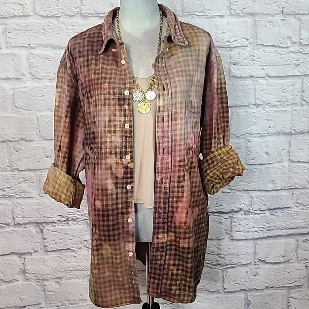 Reworked/upcycled flannel shirt - Picture 1 of 7